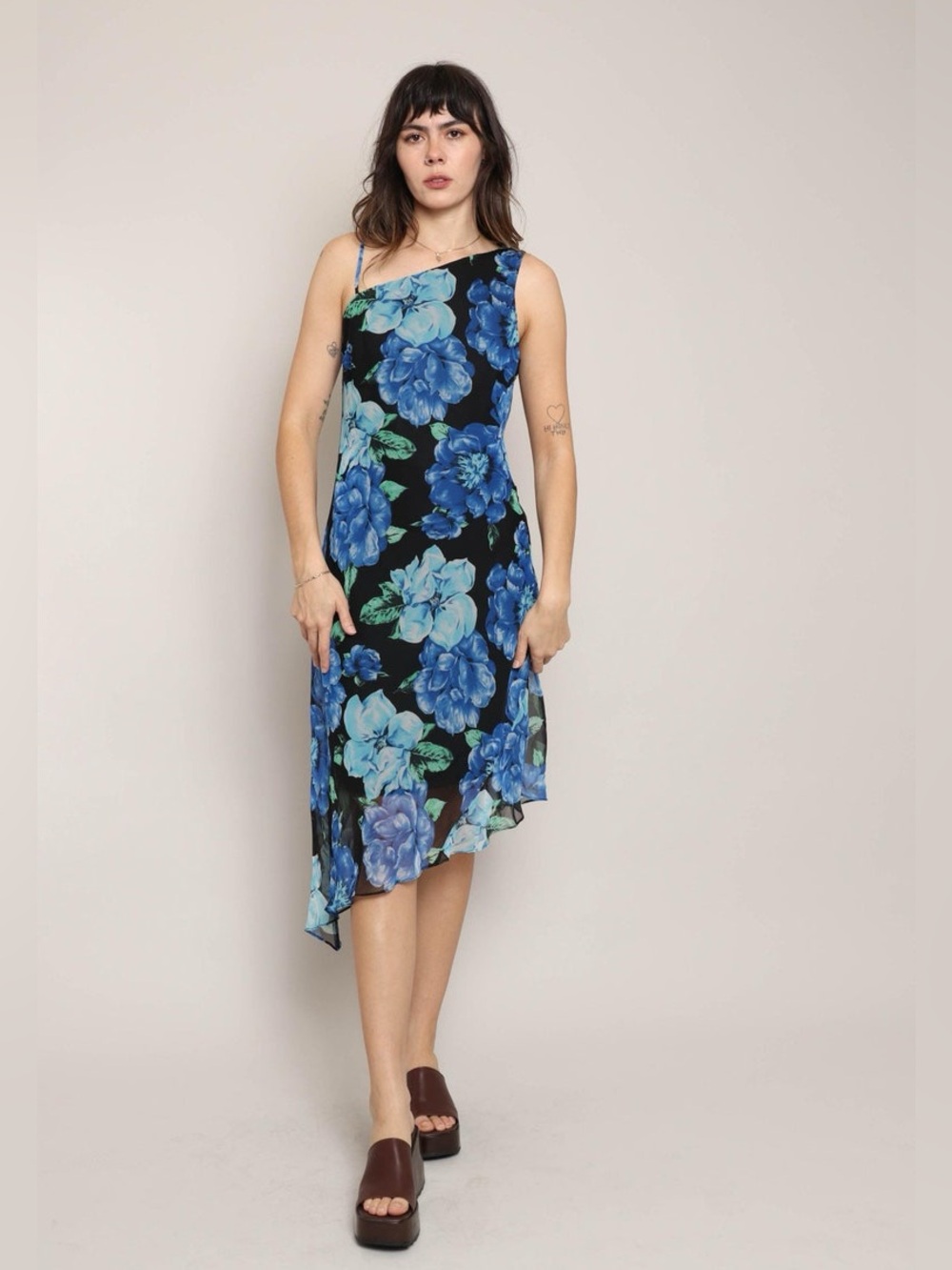 Vintage Y2K Asymmetrical Floral Dress
